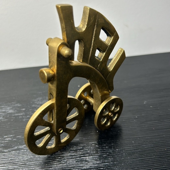 Vintage Solid Brass Hell on Wheels Tricycle   Heavy Paperweight Rare - Picture 8 of 11